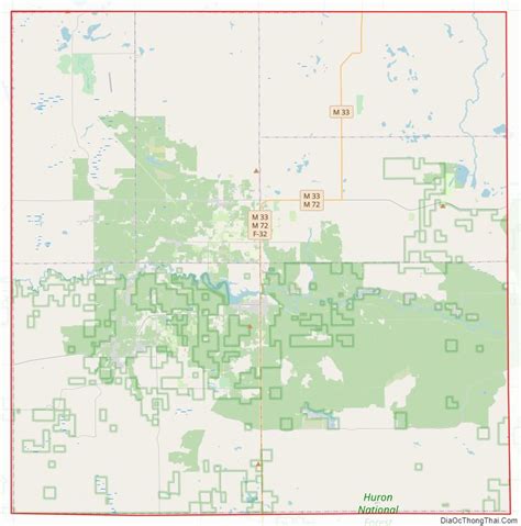 Map of Oscoda County, Michigan - Thong Thai Real