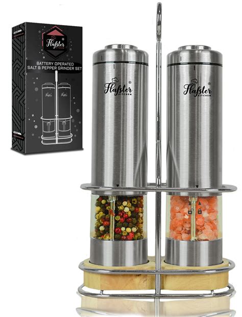 Electric Salt and Pepper Grinder Set, Battery Operated Salt and Pepper Shakers (2) by Flafster ...