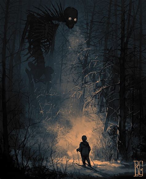 Creepy, creature, giant, skeleton, night, Boris Groh, HD phone wallpaper | Peakpx