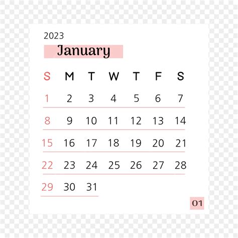 Calendar January 2023 Vector PNG Images, Calendar Vector Illustration ...