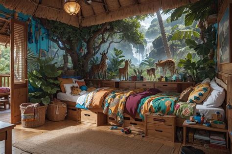 Premium AI Image | Jungle Safari Kids Bedroom Wild Imaginations