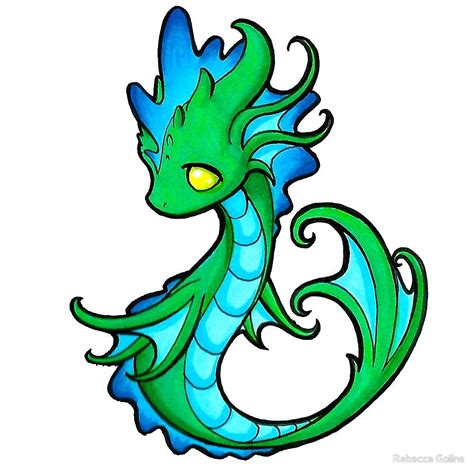 Water Dragon by Rebecca Golins | Easy dragon drawings, Cute dragon ...