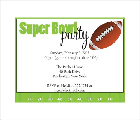 Super Bowl party invitation set of 10 by SimplyStampedInvites