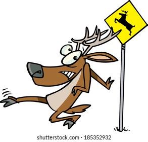 94 Cartoon Deer_crossing_sign Images, Stock Photos & Vectors | Shutterstock