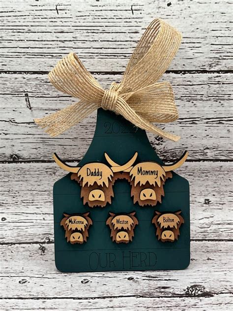 Highland Cattle Wooden Laser Engraved Personalized Ornament