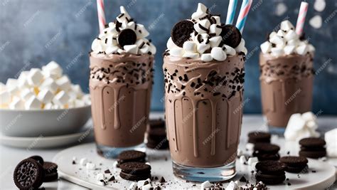 Premium AI Image | A creamy chocolate milkshake with a swirl of marshmallow fluff and a sprinkle ...