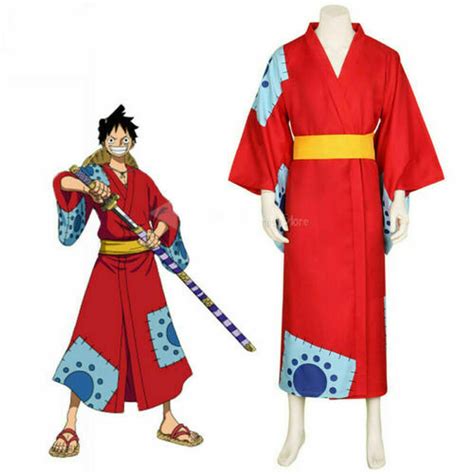 ONE PIECE Wano Country Monkey D. Luffy Cosplay Costume Outfit Kimono ...