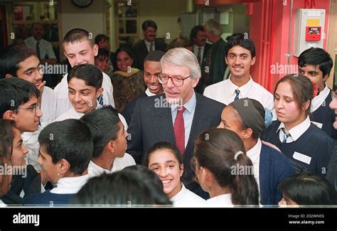 Prime Minister John Major with pupils from Small Heath Grant Maintained ...