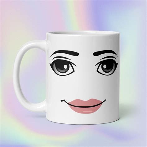 Roblox Face Funny Sarcastic Random Iconic Meme Print White Glossy Mug ...