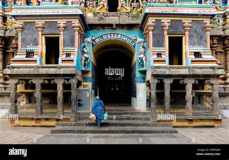 Kandarathithan Gopuram entrance in Virudhagireeswarar Shiva temple in Virudhachalam, Tamil Nadu ...