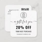 Elegant QR Code Loyalty Business Logo Black White Discount Card | Zazzle