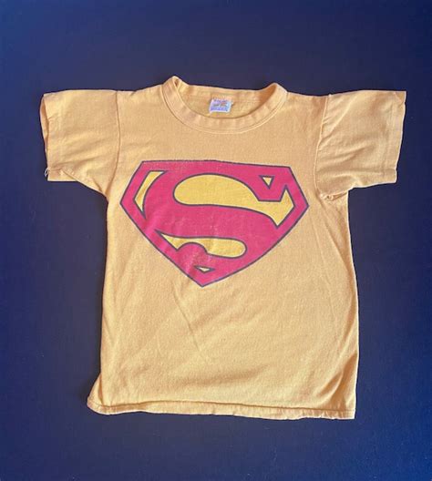 Kids 70's SUPERMAN Logo T Shirt Yellow with Red Iconi… - Gem