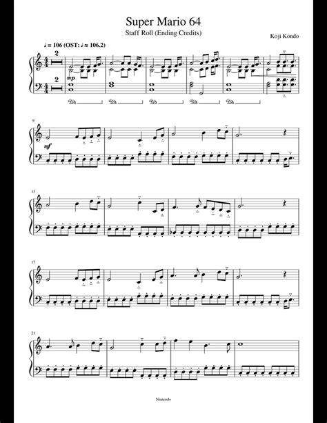 Super Mario 64 Staff Roll (Ending Credits) (Piano) sheet music for ...