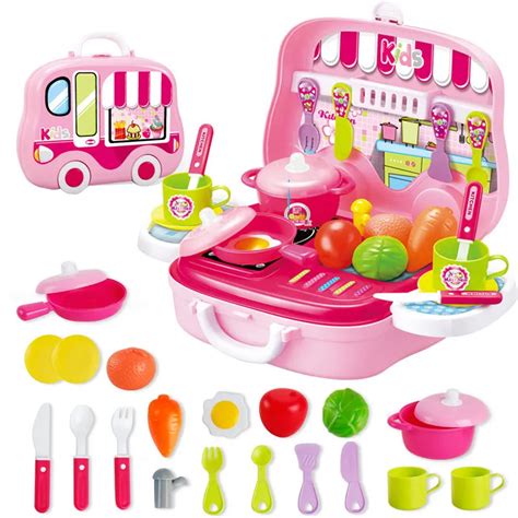 Kids Children Role Play Toys Set Simulation Kitchenware Suitcase Make ...