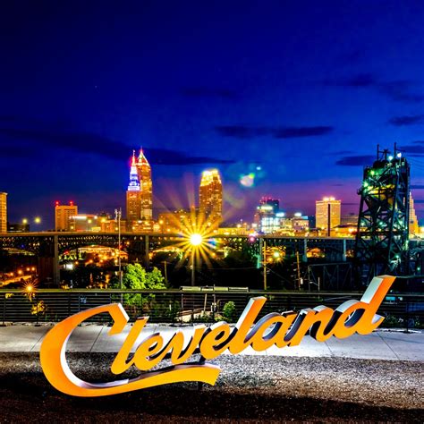 Cleveland Skyline Night Downtown