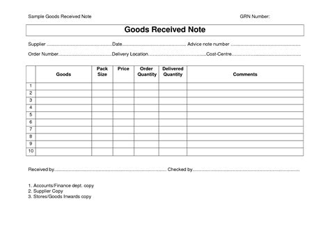 Goods Receipt Note (GRN) Format / Template