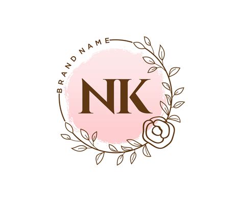 Initial NK feminine logo. Usable for Nature, Salon, Spa, Cosmetic and ...