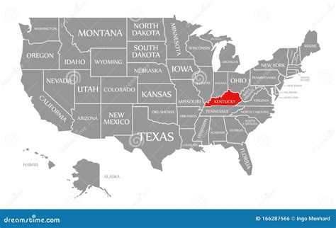 Kentucky Red Highlighted in Map of the United States of America Stock ...