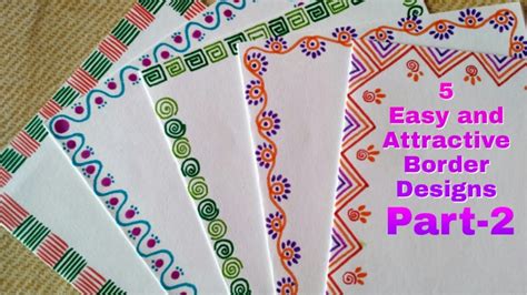 5 Easy and Attractive border designs for greeting cards Part-2 | DIY ...