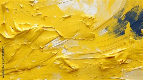 Paint Texture in yellow Colors with visible Brush Strokes. Artistic Background on a concrete ...