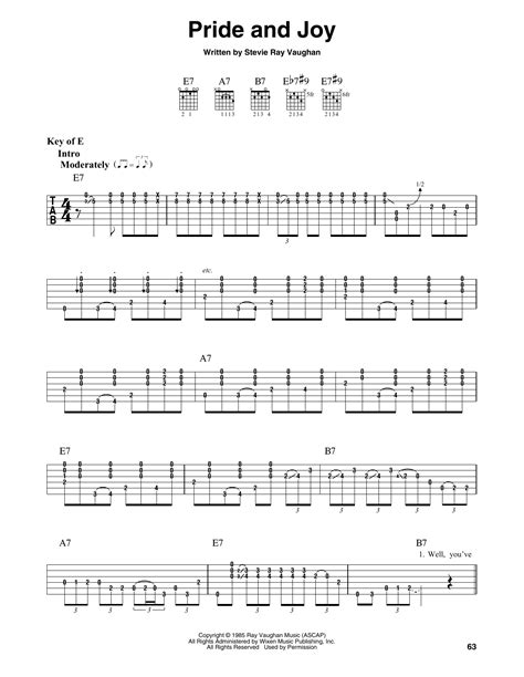 Pride And Joy by Stevie Ray Vaughan - Guitar Lead Sheet - Guitar Instructor