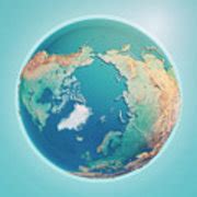 North Pole 3D Render Planet Earth Digital Art by Frank Ramspott