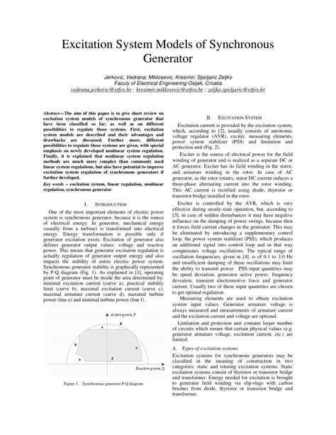 (PDF) Excitation System Models of Synchronous Generator