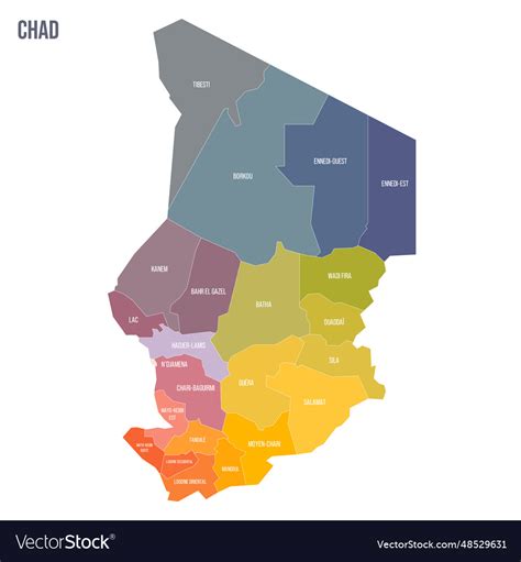 Chad political map of administrative divisions Vector Image