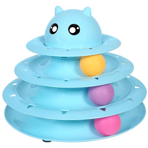 UPSKY Cats Toys Tower of Tracks Cat Toy 3 Level Towers Tracks Roller with Three Colorful Ball ...