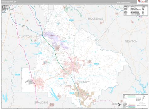 Henry County, GA Wall Map Premium Style by MarketMAPS