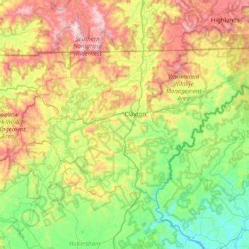 Rabun County topographic map, elevation, terrain