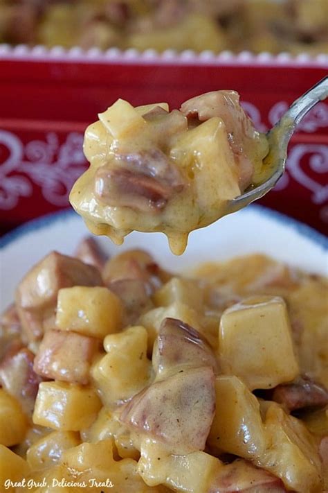 Kielbasa Sausage Cheesy Potato Casserole - Great Grub, Delicious Treats