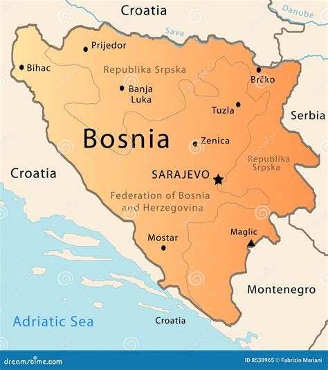 Bosnia Map Royalty Free Stock Photo - Image: 8538965