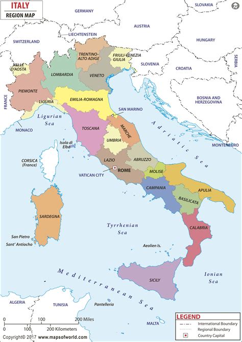 The Beautiful And Diverse Regions Of Italy Map - World Map Colored ...