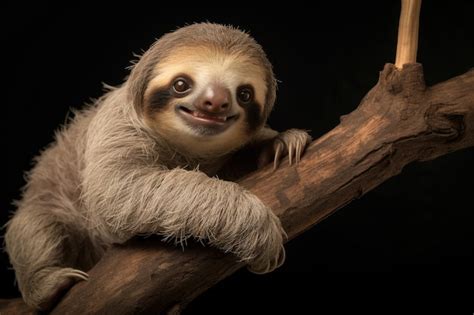 Premium AI Image | A smiling baby sloth in the wild