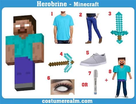 Dress Like Herobrine From Minecraft, Herobrine Costume, Cosplay, Halloween Costume, Fancy Dress ...