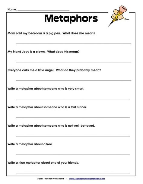 Simile And Metaphor Worksheet Grade 4 Pdf