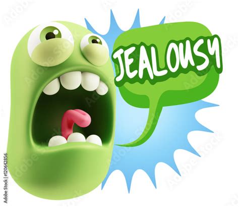 3d Rendering Angry Character Emoji saying Jealousy with Colorful Stock ...