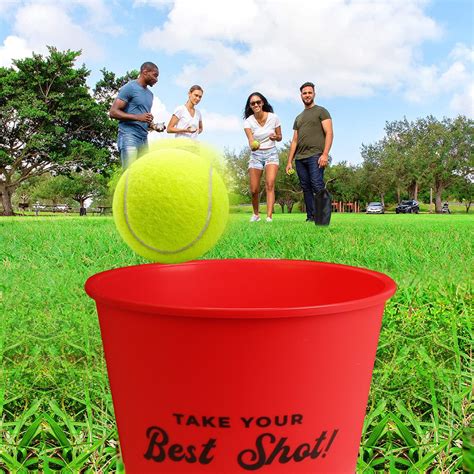 BIGTREE Bucket Ball Toss Backyard Family Fun Games Travel Bag Ruffle ...