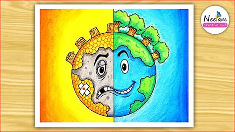 Save Environment, World Environment Day, Creative Hub, Save Earth, Oil Pastel, Easy Drawings ...