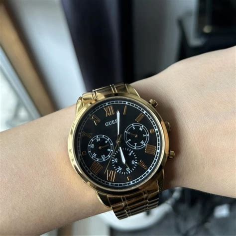 Unisex gold oversized watch Stunning Guess watch,... - Depop