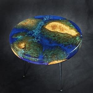 Ocean Coffee Table, Blue Epoxy Resin Table, Artistic Side Table Art ...