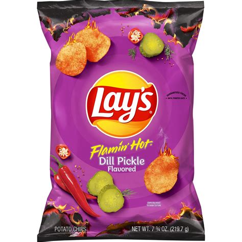 Lay's Flamin' Hot Dill Pickle Flavored Potato Chips, 7.75 oz Bag ...