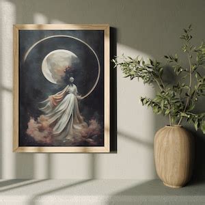 Moon Goddess Gothic Antique Painting Download, Dark Academia Print ...