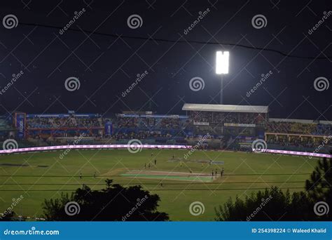 An Incredible Shot of a Cricket Stadium at Night. Stock Photo - Image of cricket, night: 254398224