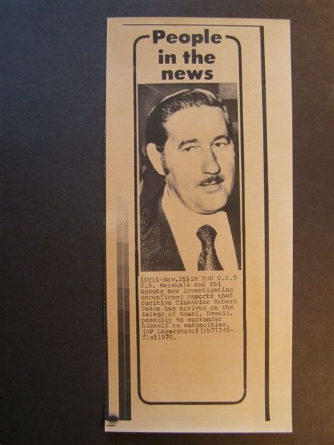 AP Wire Press Photo 1978 Fugitive Financier Robert Vesco May be in US ...