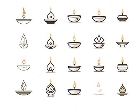 Premium Vector | Diya icons for diwali festival of india