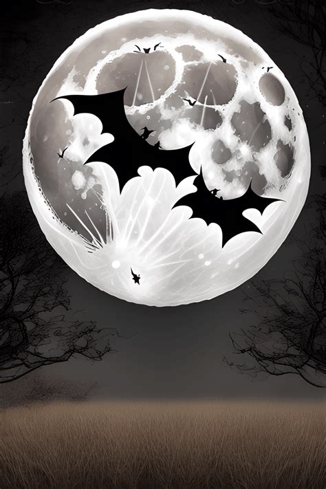 Full Moon and Bats Border · Creative Fabrica