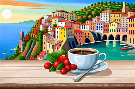 Premium AI Image | coffee break in a typical colorful italian village