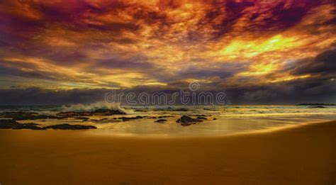 Sunrise on Tugun Beach stock image. Image of coastline - 69230603